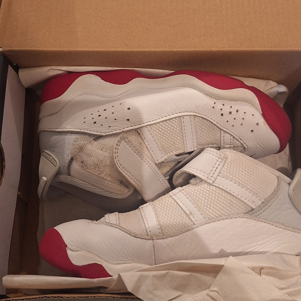 Jordan 6 Rings White and Red Sneakers
